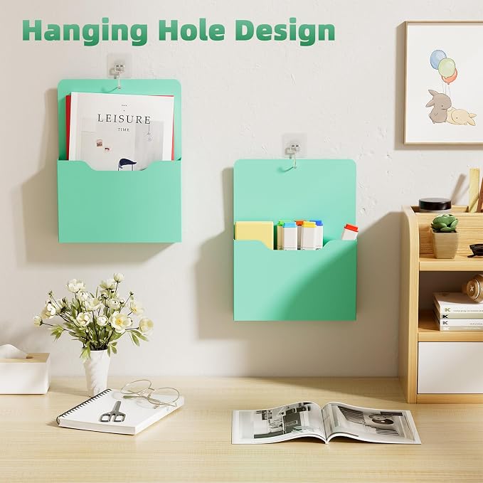 Marbrasse Magnetic File Holder - Magnetic Paper Holder, Pocket Organizer Office Supplies Storage Mail Organizer for Notebooks,Planners,Letter (1 Pack)