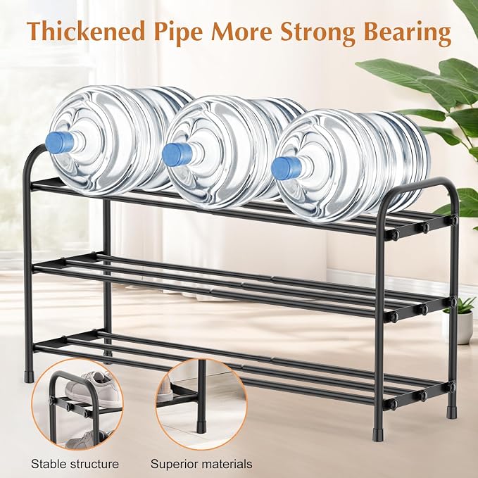 INSMART 3-Tier Expandable Shoe Rack, Stackable and Adjustable Shoes Organizer Storage Shelf, Sturdy and Durable Metal Structure Free Standing Shoe Rack for Closet Entryway Doorway