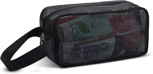 Moyad Mesh Shower Caddy Portable Toiletry Bag College Dorm Room Essentials for Girls Guys Gym Bag Camping Organizer Hanging Bathroom Mesh Bag, Black