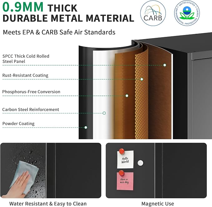 Metal Garage Storage Cabinet, Durable Metal Storage Solution | 35.4" Steel Garage Organizer Cabinet with Doors and Adjustable Shelves, Lockable File Cabinet for Home, Office, Tools