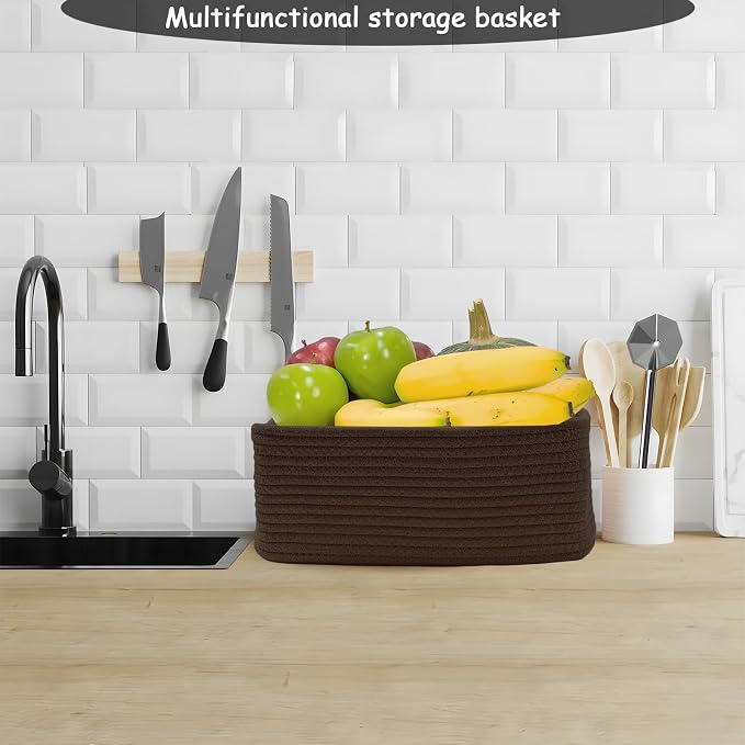 COMFY HOMI 11.5"x7.5"x4.7" Storage Baskets for Organizing | Cotton Rope Woven Basket | Toy Storage Bin Box | Basket for Shelves, Closet Organizer Bin, Decorative Closet Shelf, 3 Pack,