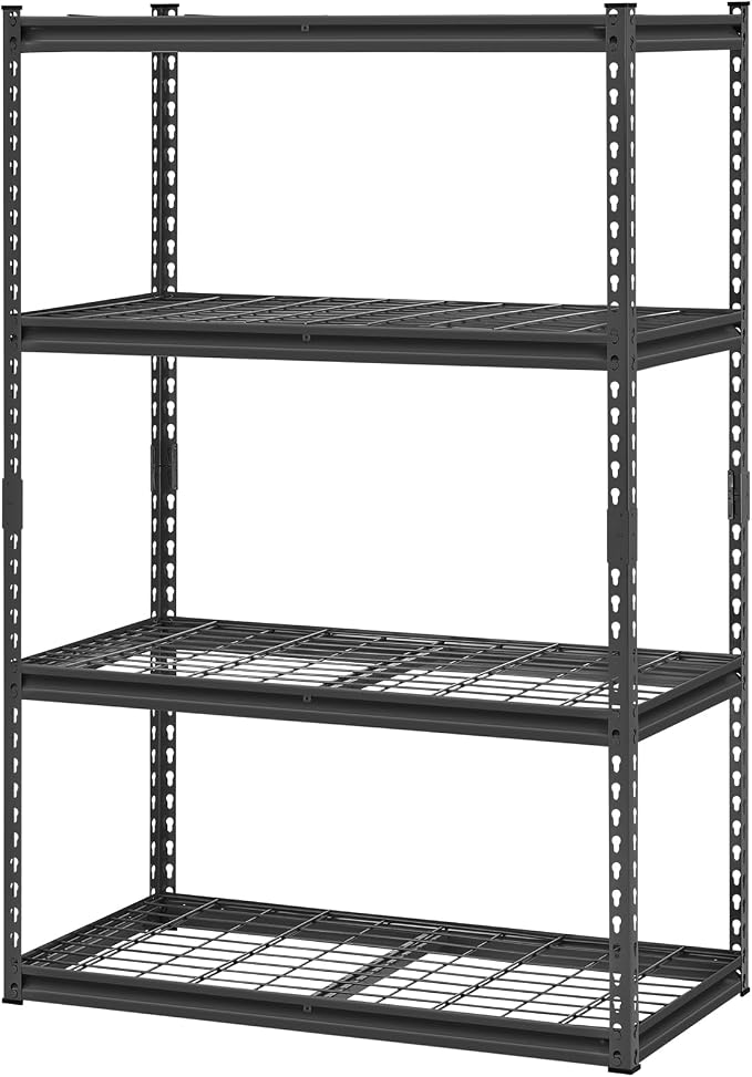 VEVOR Storage Shelves, 2400 lbs, 4 Tier Heavy Duty Garage Shelving, 20" D x 40" W x 60" H Adjustable Metal Shelves for Industrial Shelving Unit Utility Shelf, for Kitchen, Warehouse, Basement, Black