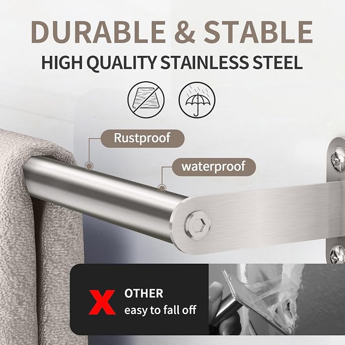 JUYSON Single Towel Bar for Bathroom, 30 Inch Towel Rack, Brushed Nickel | Wall Mounted, Stainless Steel, Rust Resistant, Space-Saving Design, Easy Installation