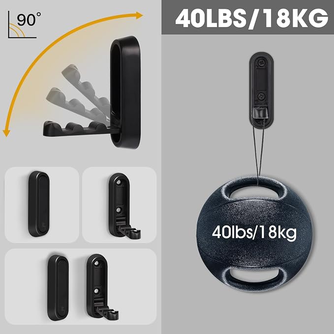 Folding Wall Hooks, 2 Pcs Foldable Black Coat Hooks Heavy Duty Foldable Hook Bathroom Towel Hooks Robe Hooks Wall Mounted for Hanging Coat Towels Clothes Hat Bags Keys | 90° Foldable Design, Wall Mounted, Holds Up To 40 Lbs, Screws And Anchors Included...