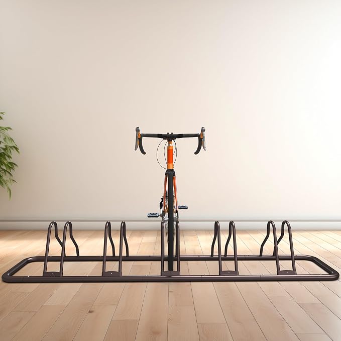 Simple Houseware 5-Bike Adjustable Floor Storage Rack for Garage, Bronze | Bicycle Parking Stand Organizer for Road and Kids Bikes