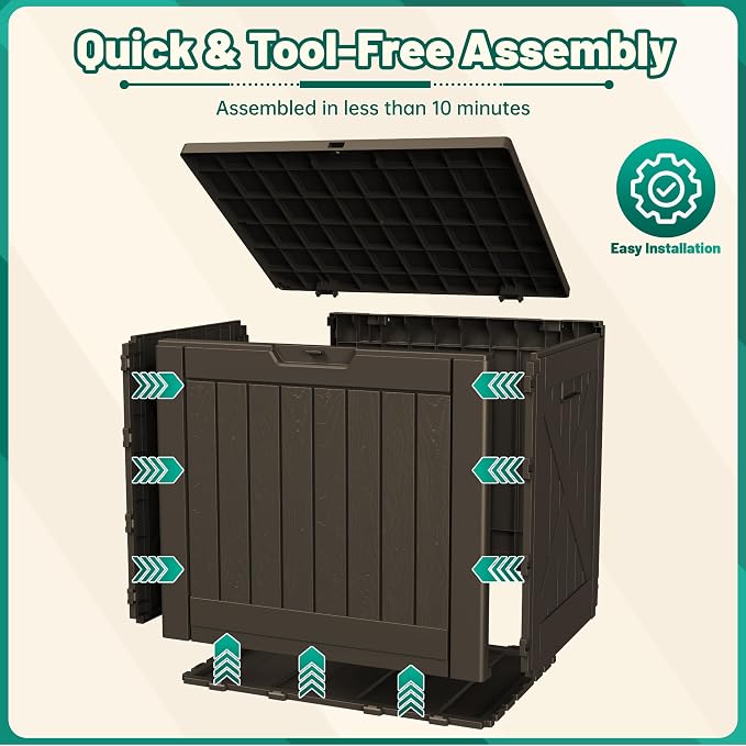 Devoko 40 Gallon Deck Box Lockable Outdoor Storage Box Waterproof for Patio | Weatherproof Use Indoors Outdoors, Holds Patio Cushions, Garden Tools & Pool Supplies, Easy 15-min assembly.