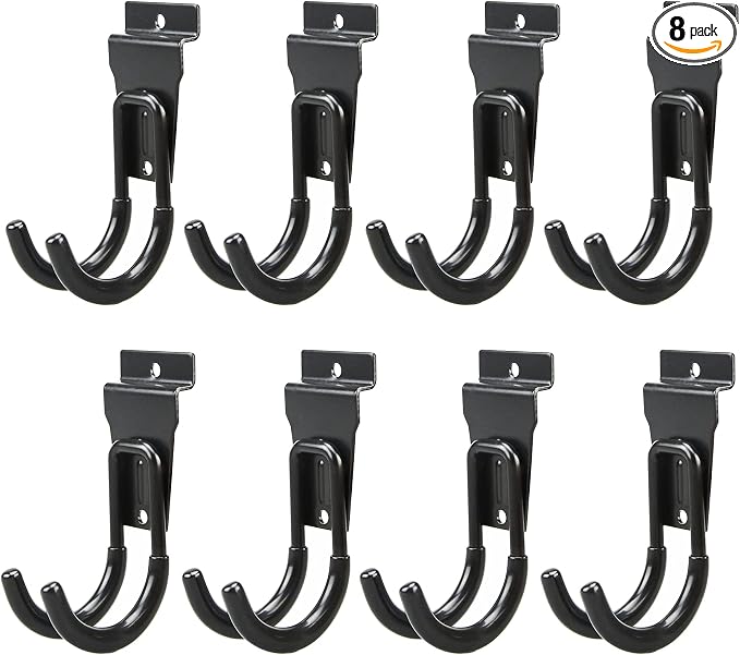 Slatwall Hooks, Heavy-Duty Slatwall Accessories, Black Slat Wall J Hooks, 8 Pack