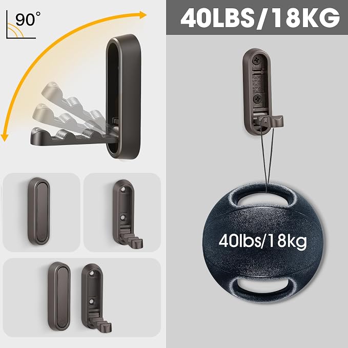 Folding Wall Hooks, 2 Pack, Grey, Zinc Alloy, Heavy Duty Coat Hooks | 90° Foldable Design, Wall Mounted, Zinc Alloy, Flip-Down Design, Includes Screws And Anchors, For Bedroom, Entryway, Closet