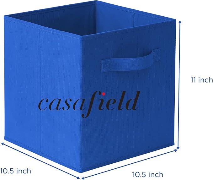 Casafield Set of 6 Collapsible Fabric Cube Storage Bins, Royal Blue - 11" Foldable Cloth Baskets for Shelves, Cubby Organizers & More