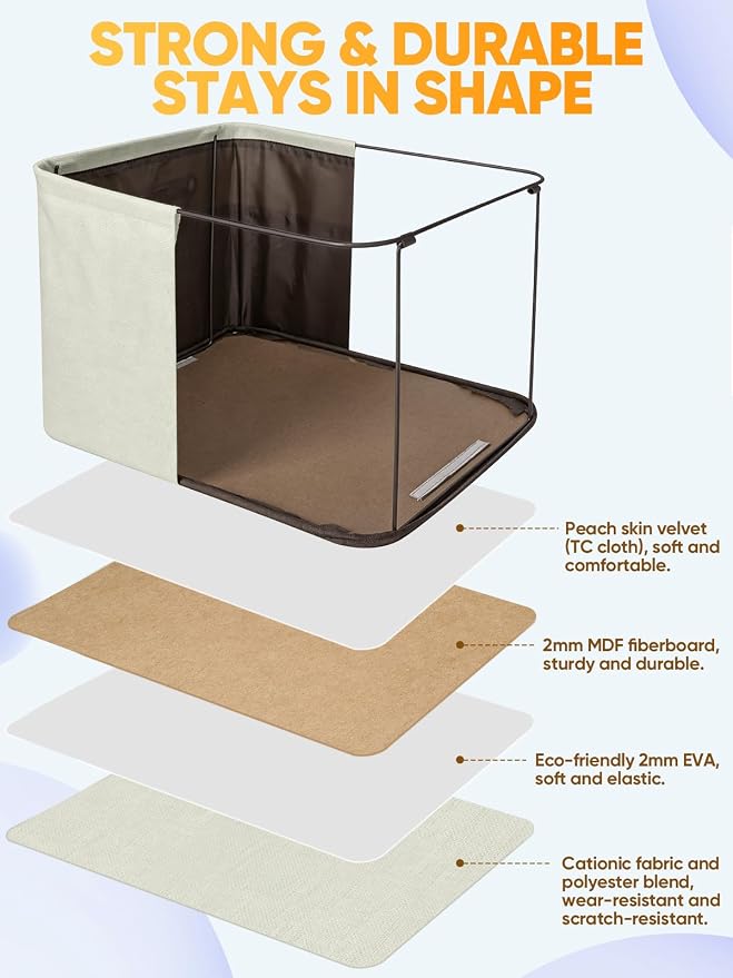 BALEINE 4 Pack Fabric Closet Storage Bins for Shelves, Linen Closet Organizers and Storage, Decorative Baskets for Organizing, Shelf, Clothes, Home, Office (White, 12"x8"x8")