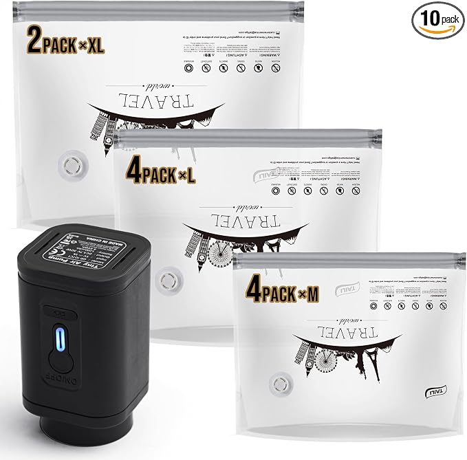 TAILI Vacuum Storage Bags with Rechargeable Cordless Pump, 10 Combo(4M+4L+2XL)