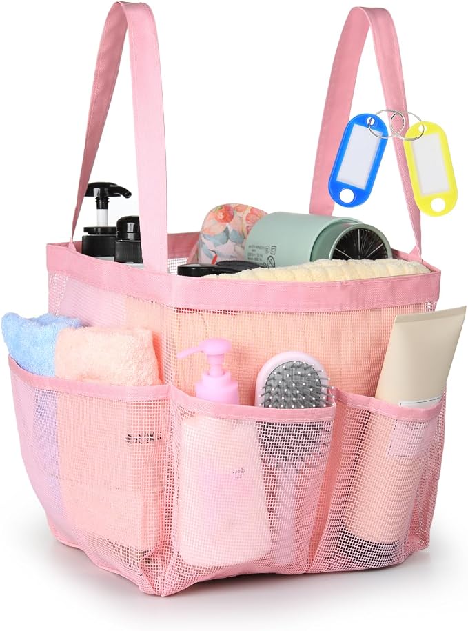 Temede Mesh Shower Caddy Portable for College Dorm Room Essentials | Large Capacity 8-Pocket Shower Tote Bag, Toiletry Organizer with Quick-Dry and Dual Handles for Girls, Dorm, Travel, Camping