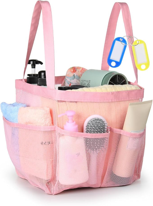 Temede Mesh Shower Caddy Portable for College Dorm Room Essentials | Large Capacity 8-Pocket Shower Tote Bag, Toiletry Organizer with Quick-Dry and Dual Handles for Girls, Dorm, Travel, Camping