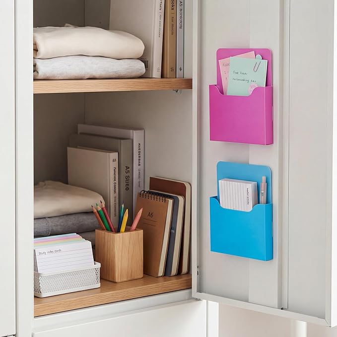 Gilprop 8 Pack Magnetic File Folder Holder for Whiteboard Classroom Storage | 5"x7"x1.2" Hanging Magnetic Wall File Organizer, Refrigerator Magazine Holder, for Mail Letters Paper Desk Office