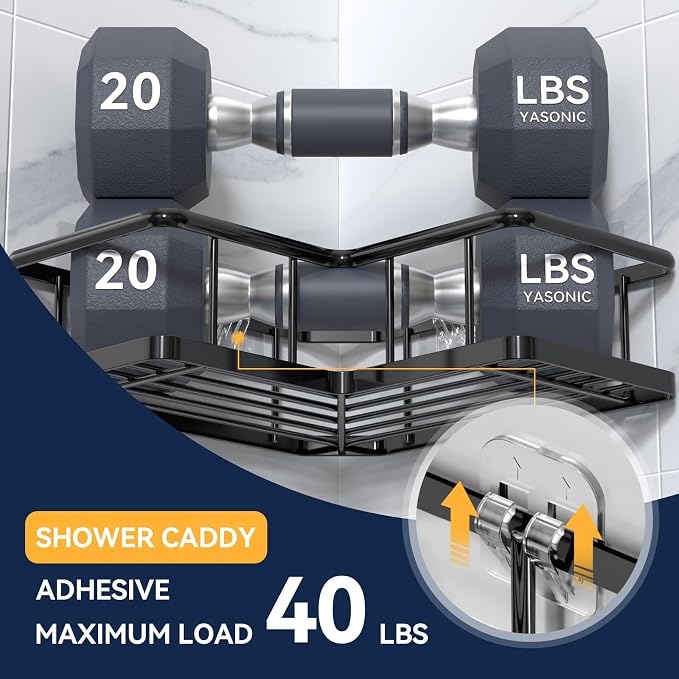 5-Pack Shower Caddy Adhesive Replacement - Transparent Shower Adhesive Strips, No Drilling Hooks for Bath Storage Shelves, Kitchen Racks, Basket & Soap Holder