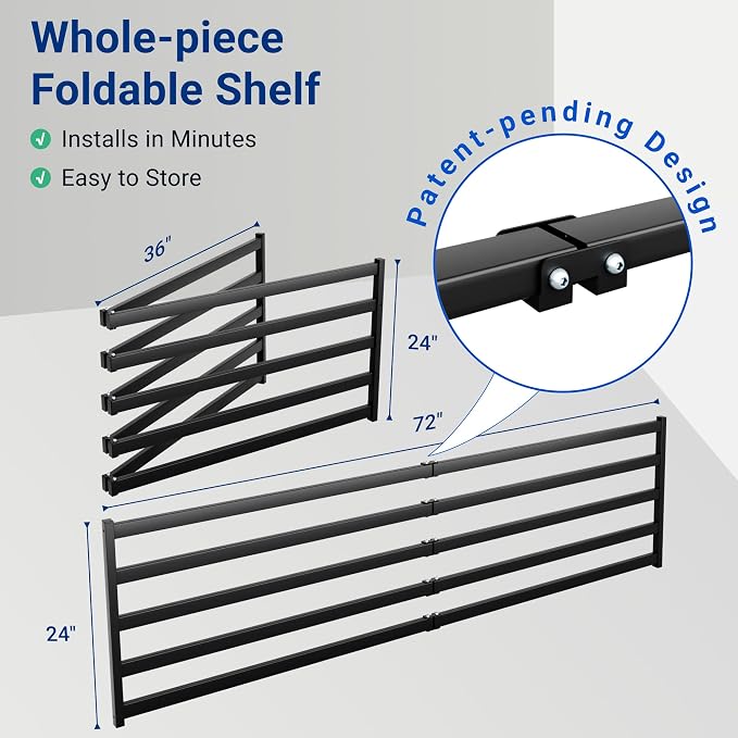 FLEXIMOUNTS 2-Pack 2x6ft Garage Wall Shelving with 8 Hooks, 1200lbs, Black | Heavy Duty Garage Shelving Wall Mounted, Rustproof Finish, Storage for Power Tools, Garden Supplies, Storage Bin, Lite Series