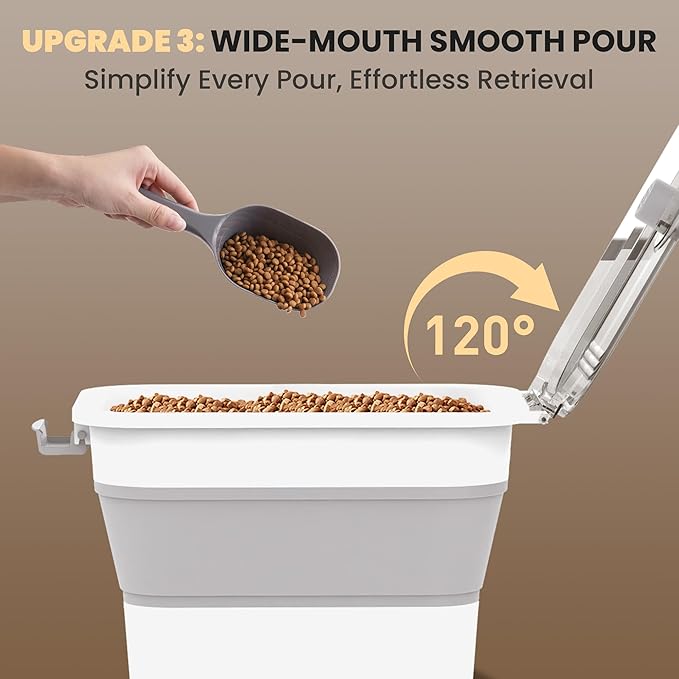 20-23 Lbs Dog Food Storage Container,Collapsible Dog Food Container | Pet Food Storage Container with Transparent Airtight Lid,Multifunctional for Dog Cat,Rice,Flour,Scoop and Small Container
