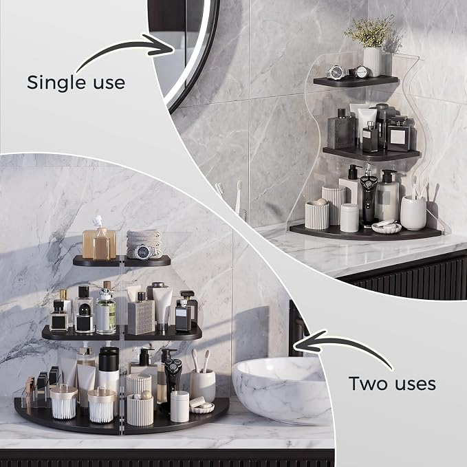 Bathroom Counter Organizer,Bathroom Counter Shelf,Perfume Organizer | 3 Tier Corner Bathroom Counter Organizer, Bathroom Sink Organizer, Makeup Organizer, Vanity Organizer Countertop,Corner Shelf
