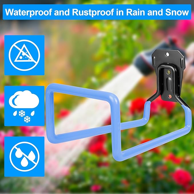 Hose Hanger Wall Mount Garden Hose Storage Water Hose Holders for Outside | 2PCS Heavy Duty Metal Hose Reel for Water Hose