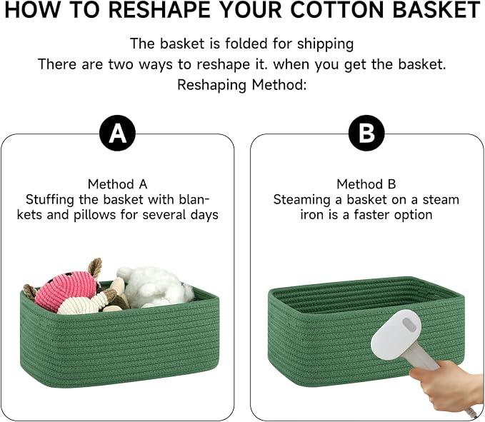 OIASKET 6 Pack Storage Baskets for Shelves, Small Baskets for Shelves, Cute Decorative Storage Bins, Organizer Basket for Gifts Empty, 11.8''Lx7.8''Wx4.7''H-Green