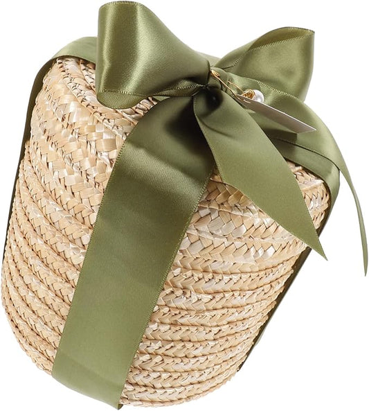 Zerodeko 1Set Hand Woven Round Braided Storage Basket Vintage Rustic Decorative Basket for Living Room Multi Functional Woven Box for Organizing Cosmetics Books and More