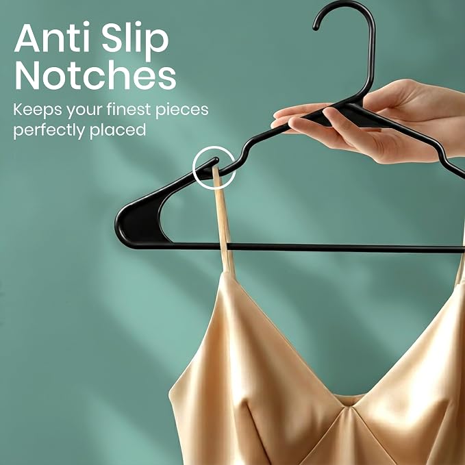 Utopia Home Plastic Hangers 100 Pack – Space Saving Clothes Hanger Black | Durable & strong | Closet organizer & storage | Ideal for apartments, dorms & stocking stuffers
