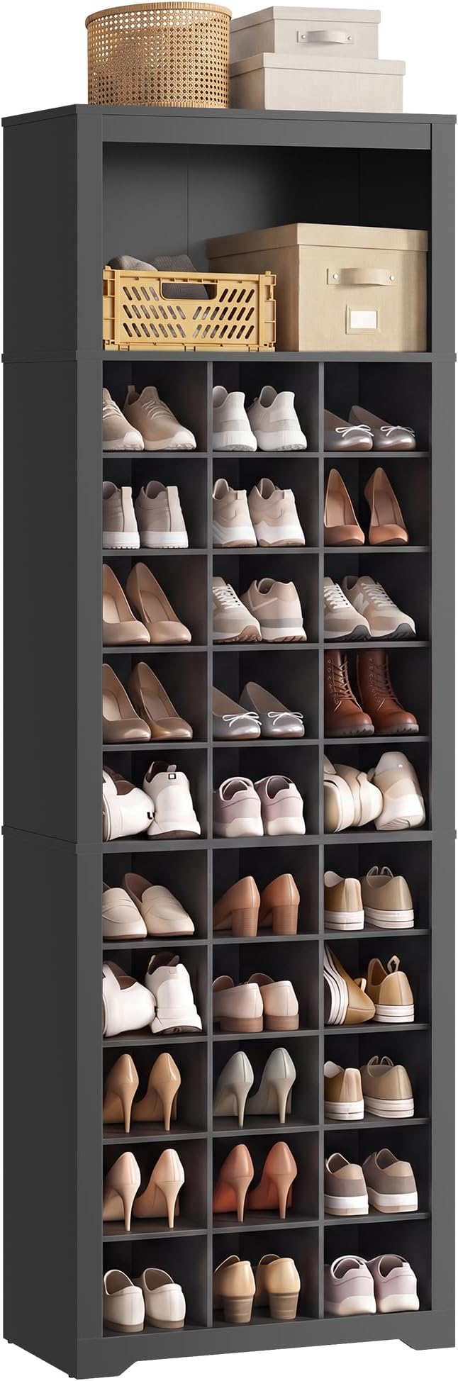 VASAGLE Shoe Storage Cabinet, 10 Tier Shoe Rack Organizer, Holds Up to 30 Pairs of Shoes, for Entryway Bedroom, 13.2 x 24.8 x 75.6 Inches, Black ULBS273BC01