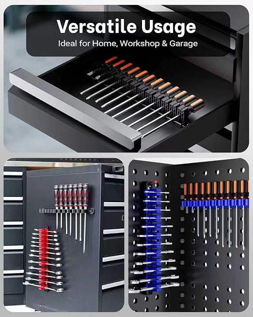 DEHOYI Magnetic Screwdriver and Wrench Organizer for Workshop, Garage | Heavy-Duty Tool Organizer for 48 pcs Tools & Space-Saving Tool Holder | Gift for Father and Boyfriend (4 pcs)