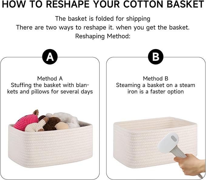 OIASKET 6 Pack Storage Baskets for Shelves, Small Baskets for Shelves, Cute Decorative Storage Bins, Organizer Basket for Gifts Empty, 11.8''Lx7.8''Wx4.7''H-White