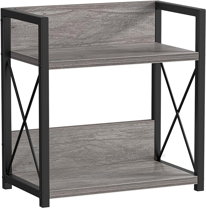 Giikin Countertop Shelf Organizer, 2 Tier Coffee Organizer for Desktop, Grey Counter Shelf Spice Rack for Kitchen (Grey, M)