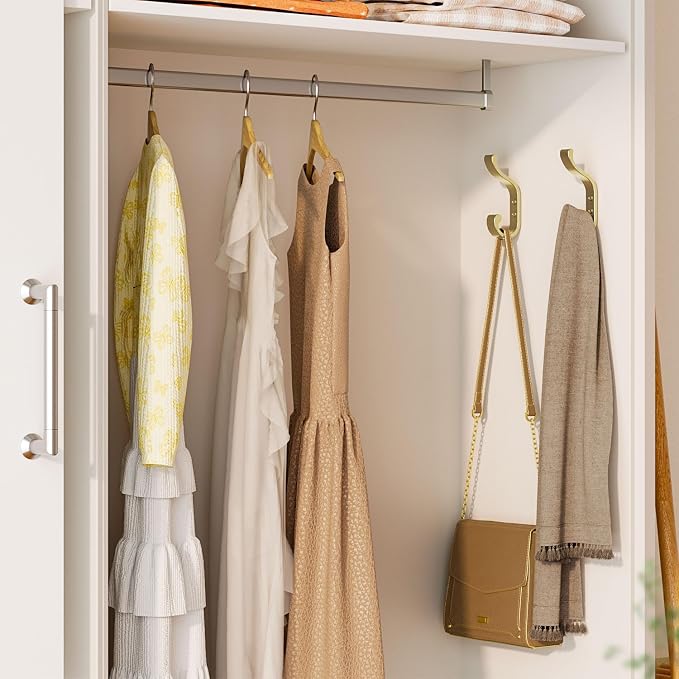 Gold Wall Hooks for Hanging Coats: Metal Mount - Large Heavy Duty (30 Lb) - Screw In - Mudroom for Clothes, Backpack, Purse, Bathroom Towel, 6 Pack