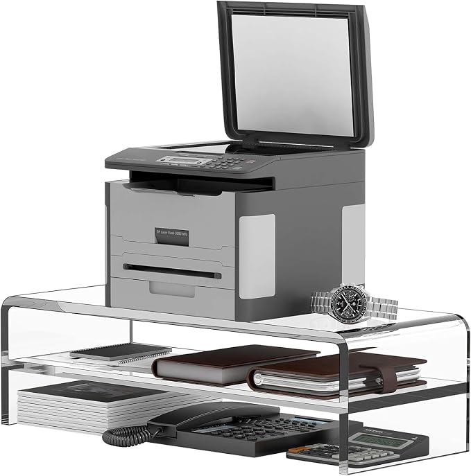 Egchi Acrylic Monitor Stand, 2 Tiers Computer Monitor Riser(20x8x5.5 Inch), Monitor Riser/Computer Stand for Home,Office,Business,PC Desk Stand for Keyboard Storage& Multi-Media Laptop Printer Screen | Computer Stand for Home,Office,Business,PC Desk St...