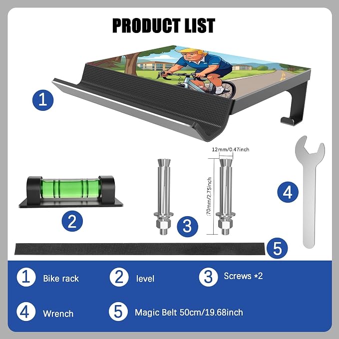 Bike Wall Mount, Horizontal Storage Rack with Helmet Shoes Hook | Space Saving Bicycle Mount Wall Hanger for Road,Mountain and Hybrid Bikes in Garage & Indoor- Max 66 lbs includes Wheel Strap