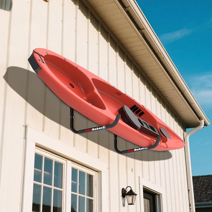 Kayak Storage Rack 120LB Wall Mounted Kayak Hook | EVA Padded Garage Storage Mount for Canoes, Paddle Boards, Ladders and Bikes Indoor Outdoor Organization