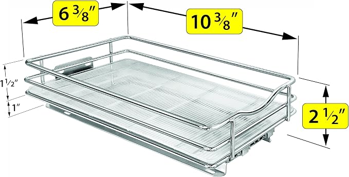 LYNK PROFESSIONAL® Pull Out Spice Organization for Cabinets - 6-3/8 inch Wide – Spice Rack for Inside Cabinets, Slide Out Spice Rack Organizer for cabinet – Pull Out Spice Rack, Sliding 1 Tier Chrome