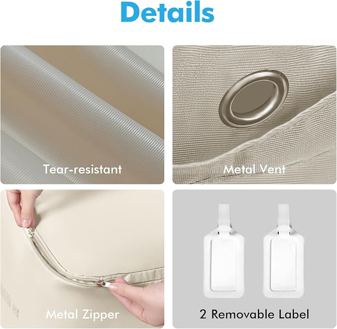 Comforter Storage Bag-Ultra Space Saving Large Self Compression Organizer for Comforters and Blanket,3-Layer Zipper Self-Compressing Organizer for Storage Bedding. (Beige, 2 Pack)