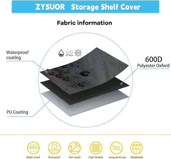 Shelf Cover Wire Shelving Rack Dust Cover, Fits 36"Wx14"Dx54"H | Waterproof Shelving Cover with Zipper & Transparent front for easy visibility, For Rack in Kitchen, Pantry (No Shelves)
