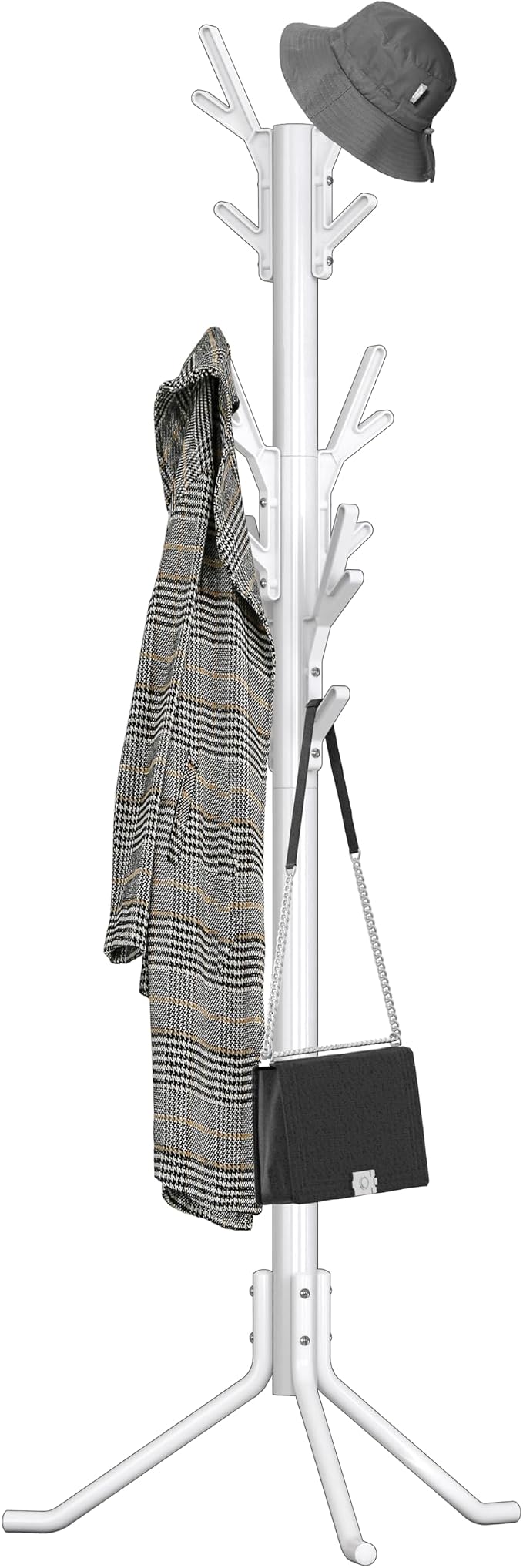 Simple Houseware Standing Coat/Hat Hanger Tree Shaped Rack, 18 Hooks, White | For Entryway, Bedroom, and Hallway