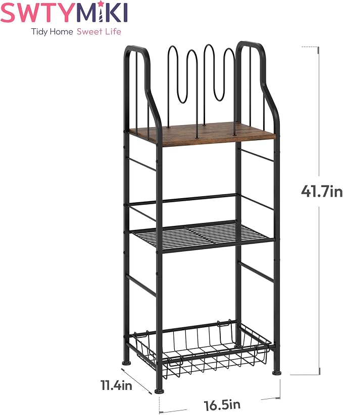 SWTYMIKI Free Standing Towel Rack - 3 Tier M-Shaped Detachable Dividers Towel Shelf for Bathroom, Durable Metal Pool Towel Holder, Modern Space-Saving Bath Towel Storage Organizer