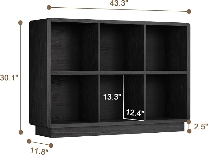 ChooChoo 6 Cube Storage Organizer, Wooden Bookcase with Storage | Cube Storage Bookshelf for Bedroom and Home Office, Black