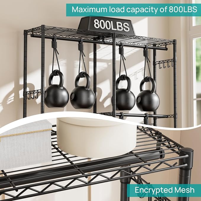 SINGAYE Heavy Duty Portable Closet Metal Clothes Racks Wardrobe with Shelf | Armoire Garment Rack Coat Rack with Adjustable Shelves Organizer and Storage for Hanging Freestanding Clothes Clothing Black