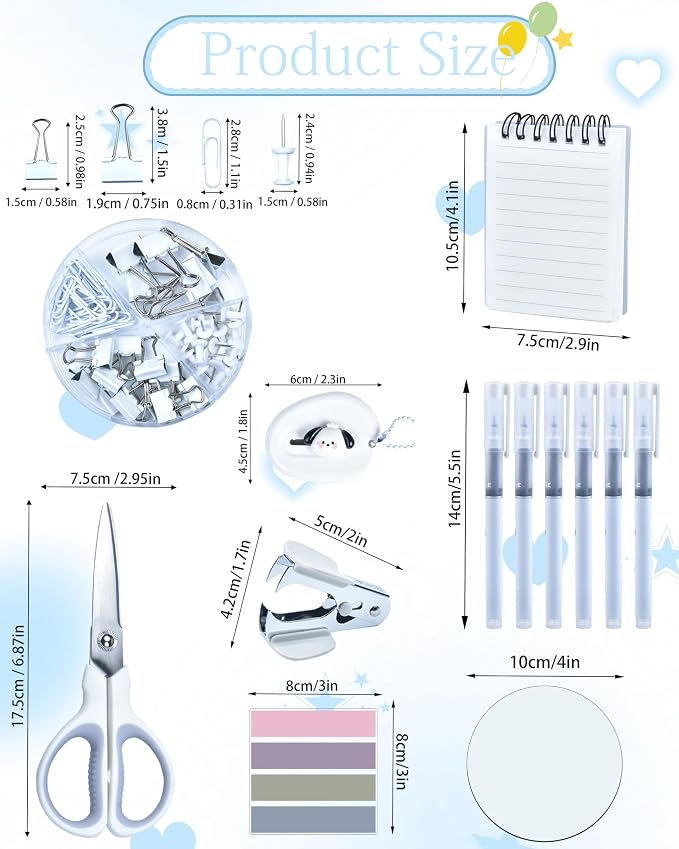 White Desk Accessories and Organizers with Desk Organizer and 360°Rotating Pen Holder stapler Pen and a Lot of Office White Office Supplies Beautifully Presented in a Gift Box