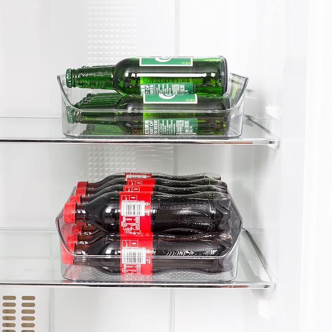 Ettori 2 Pack Water Bottle Organizer Refrigerator Organizer Bins and Clear Storage Bins for Fridge, Freezer, Cabinet, Cupboard, Pantry Shelf, BPA-Free
