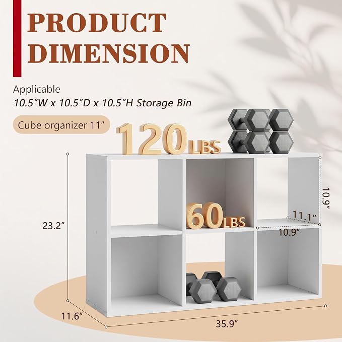 6 Cube Storage Organizer, White Cube Bookshelf, Multifunctional Bookcase | Stackable Vertical or Horizont Cube Storage Organizer Multi-room Organization for Home Office Dining Room and Living Areas