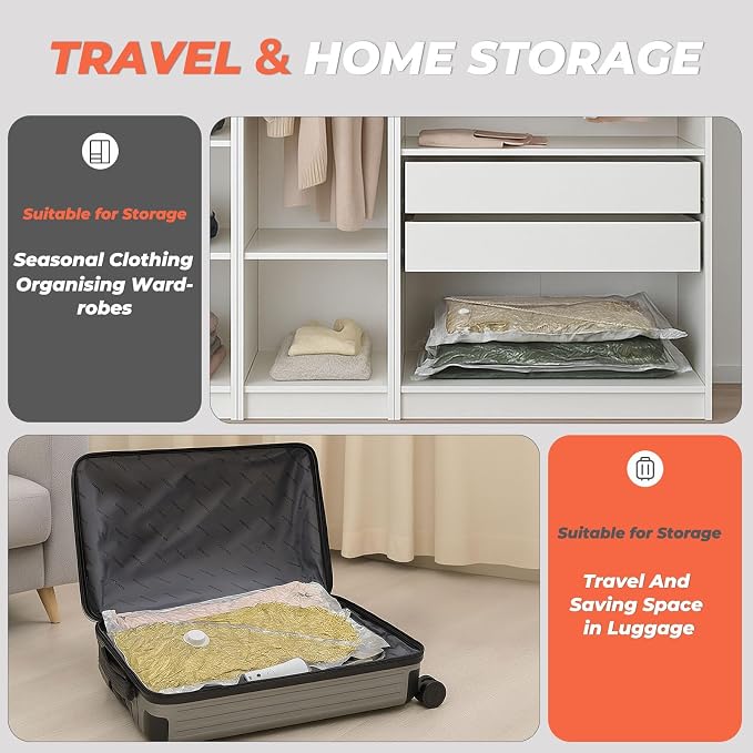 Vacbird Vacuum Seal Bags for Clothing with Rechargeable Cordless Pump, 15 Pack Vacuum Storage Space Saver Bags, Compression Packing for Clothes Bedding Blanket Pillows Comforters Luggage Travel