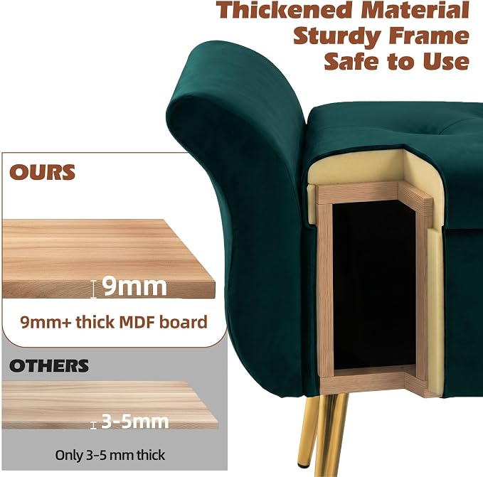 Storage Ottoman Bench 63’’ Length Upholstered End of Bed Bench