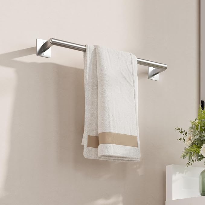 Brushed Nickel Towel Bar, 18 Inch Towel Racks for Bathroom | Heavy Duty Stainless Steel Towel Holder Wall Mounted, Easy Installation (Total Length 20 Inch)