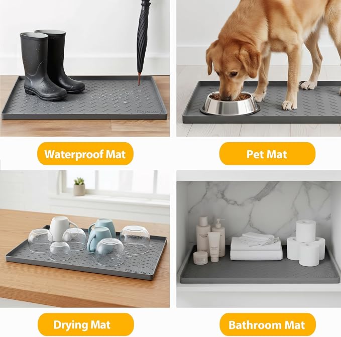 TigeJoy Under Sink Mats for Kitchen Waterproof 37" x 19", Cabinet Liner | Leak-Proof Silicone Mat Sink Protector, Kitchen Essentials Organizer and Storage,Boot or Shoe Tray, Pet Feeding Mat