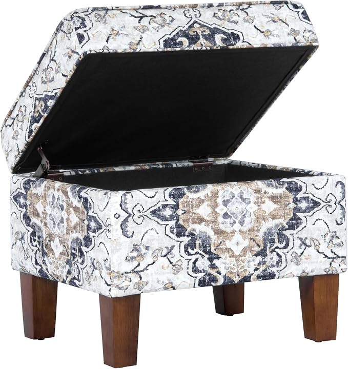 Spatial Order 22" Dinah Collection Storage Ottoman - Antiqued Ebony Cream