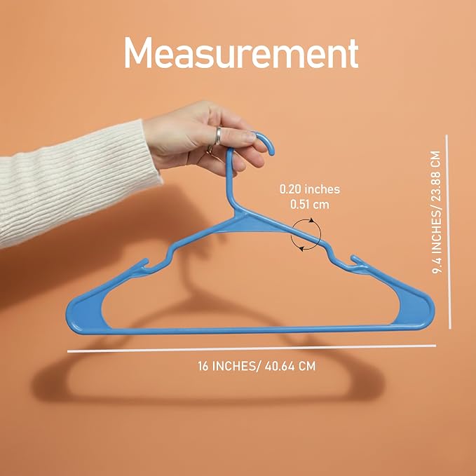 Utopia Home Plastic Hangers 50 Pack – Space Saving Clothes Hanger Blue | Durable & strong | Closet organizer & storage | Ideal for apartments, dorms & stocking stuffers